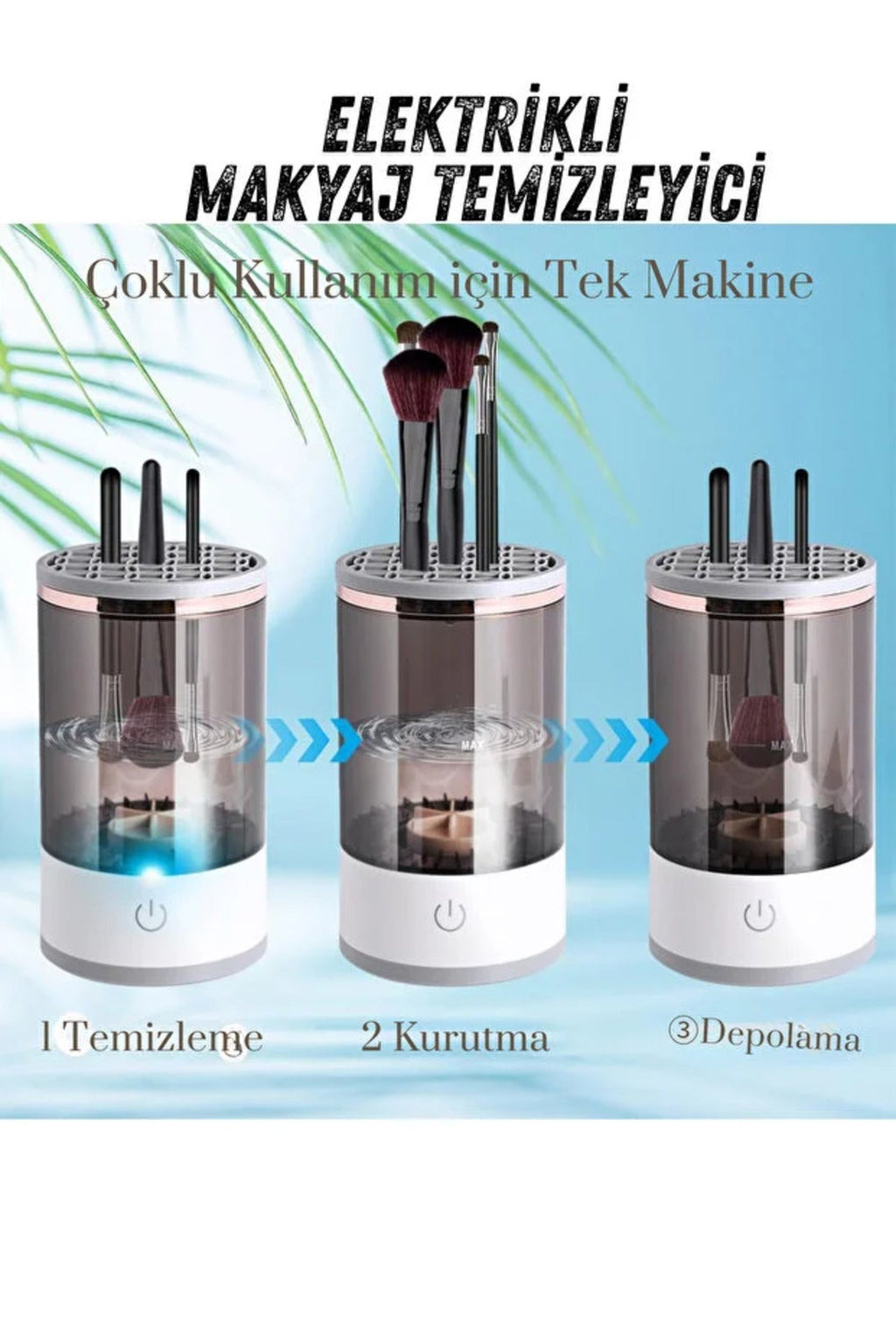 Zarifies elektrikli makyaj fırçası temizleyici - temizleme kurutma depolama